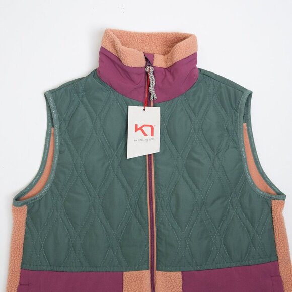 Kari Traa Rothe Quilted Vest Fleece Full Zip Warm Cozy Color Block - Picture 5 of 15